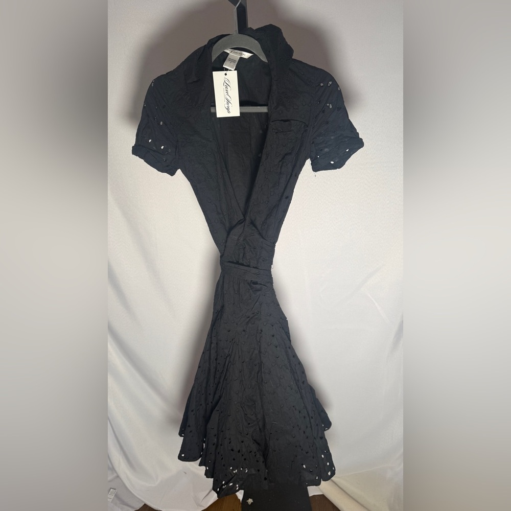 Diane Von Furstenberg Black Midi Wrap Dress